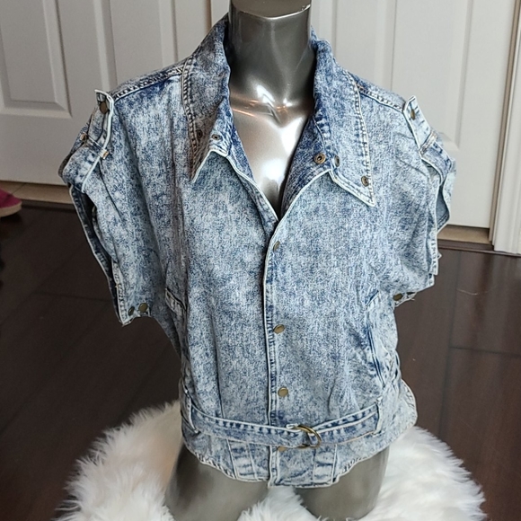 Vintage 80's Acid Wash Denim Jean Jacket - Picture 9 of 12